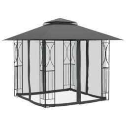 Berkfield Home Gazebo with Sidewalls Anthracite 300x300x270 cm Steel in Black - Size: 300 x 300 x 270 cm - thumbnail 3