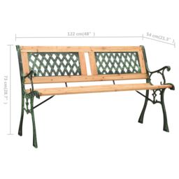 Berkfield Home Garden Bench 122 cm Cast Iron & Solid Firwood in Green - thumbnail 6