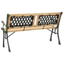 Berkfield Home Garden Bench 122 cm Cast Iron & Solid Firwood in Green - thumbnail 4