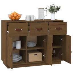 Berkfield Home Sideboard Honey Brown 100x40x75 cm Solid Wood Pine - Size: 100 x 40 x 75 cm - thumbnail 4
