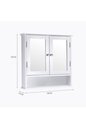 Living and Home Wall Mount Rectangular Mirror Cabinet Bathroom Organizer in White - thumbnail 6