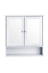 Living and Home Wall Mount Rectangular Mirror Cabinet Bathroom Organizer in White - thumbnail 4