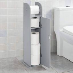 EONLION Free Standing Toilet Paper Roll Holder Stand Wood Bathroom in Grey - thumbnail 4