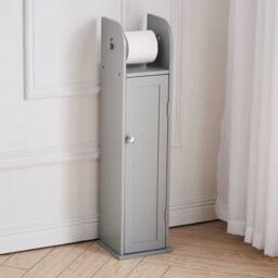 EONLION Free Standing Toilet Paper Roll Holder Stand Wood Bathroom in Grey - thumbnail 3