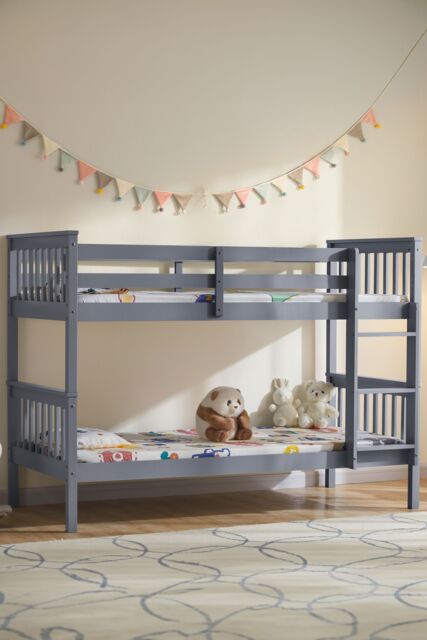 Home Discount Vida Designs Milan Detachable Bunk Bed Frame with Ladder Bedroom Kids Furniture in Grey - Size: Single - image 1