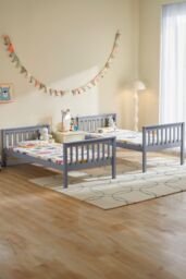 Home Discount Vida Designs Milan Detachable Bunk Bed Frame with Ladder Bedroom Kids Furniture in Grey - Size: Single - thumbnail 2
