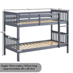 Home Discount Vida Designs Milan Detachable Bunk Bed Frame with Ladder Bedroom Kids Furniture in Grey - Size: Single - thumbnail 3