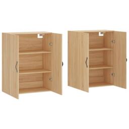 Berkfield Home Wall Mounted Cabinets 2 pcs Sonoma Oak Engineered Wood in Tan - thumbnail 4