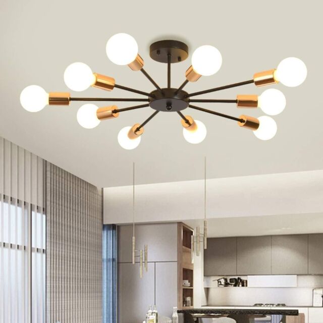 Garwarm 10-Light Black Sputnik Semi Flush Mount Ceiling Light - image 1
