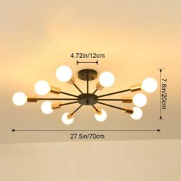 Garwarm 10-Light Black Sputnik Semi Flush Mount Ceiling Light - thumbnail 4
