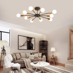 Garwarm 10-Light Black Sputnik Semi Flush Mount Ceiling Light - thumbnail 5
