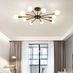 Garwarm 10-Light Black Sputnik Semi Flush Mount Ceiling Light - thumbnail 2