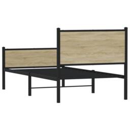 Berkfield Home Metal Bed Frame without Mattress Sonoma Oak 100x200 cm in Light Brown - thumbnail 7