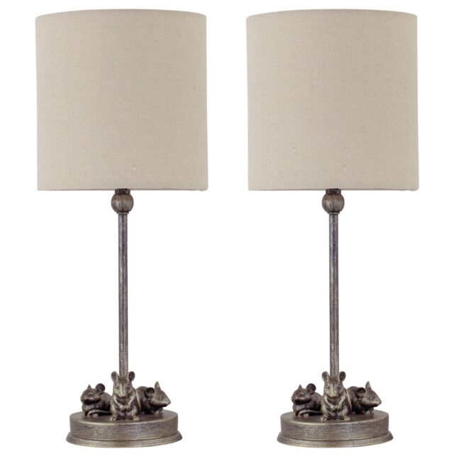 First Choice Lighting Set of 2 Maurice - Antique Gold Mouse Table Lamps Oatmeal Linen Shade - image 1