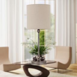 First Choice Lighting Set of 2 Maurice - Antique Gold Mouse Table Lamps Oatmeal Linen Shade - thumbnail 8