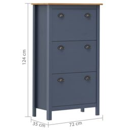 Berkfield Home Shoe Cabinet Hill Grey 72x35x124 cm Solid Pine Wood - Size: 72 x 35 x 124 cm - thumbnail 4