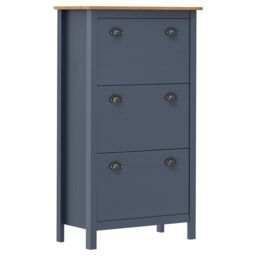Berkfield Home Shoe Cabinet Hill Grey 72x35x124 cm Solid Pine Wood - Size: 72 x 35 x 124 cm