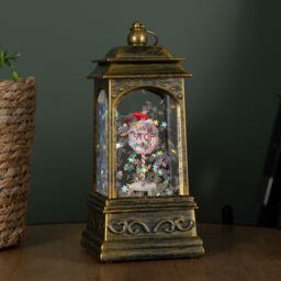 Samuel Alexander 21cm Dual Powered Santa Stop Here Water Spinner with LEDs in Bronze - thumbnail 2