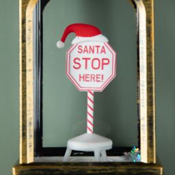 Samuel Alexander 21cm Dual Powered Santa Stop Here Water Spinner with LEDs in Bronze - thumbnail 4