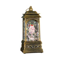 Samuel Alexander 21cm Dual Powered Santa Stop Here Water Spinner with LEDs in Bronze