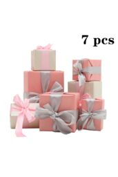 Living and Home 7Pcs Christmas Gift Boxes Decoration in Pink - thumbnail 1