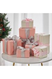 Living and Home 7Pcs Christmas Gift Boxes Decoration in Pink - thumbnail 2