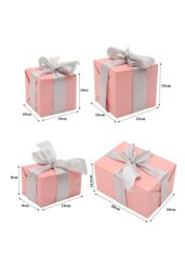 Living and Home 7Pcs Christmas Gift Boxes Decoration in Pink - thumbnail 6