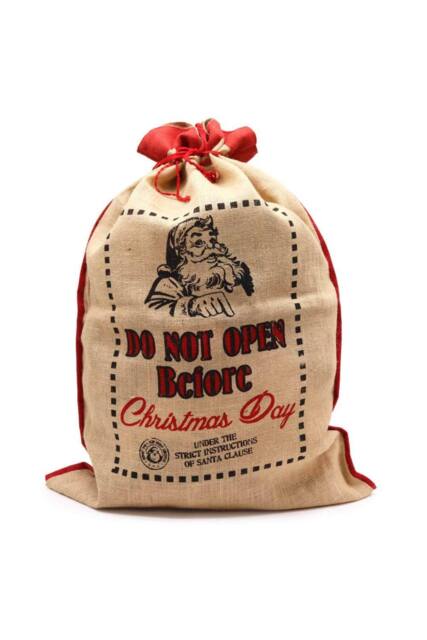 KDMD Do Not Open Before Christmas Jute Sack - Festive Gift Storage in Brown - image 1