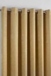 Fusion 'Strata' Triple-Woven Dimout Eyelet Curtains in Mustard - Size: 117 cm width x 137 cm drop - thumbnail 2