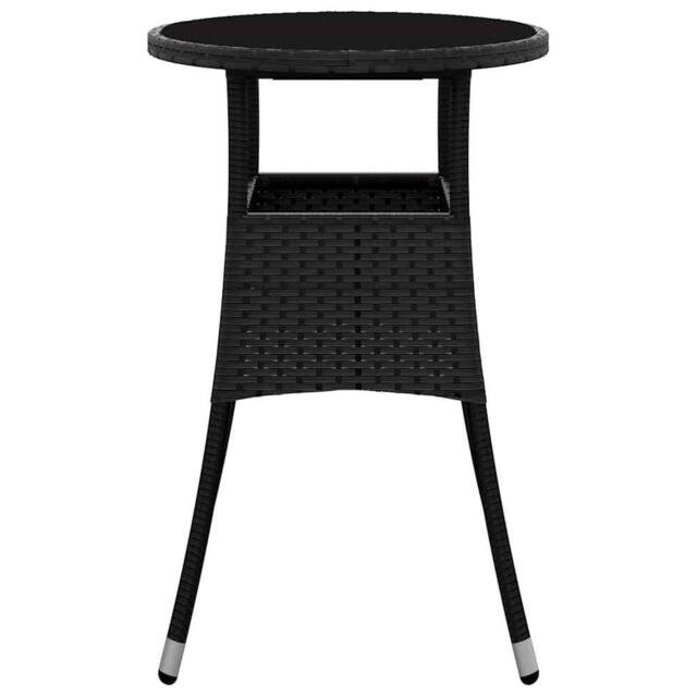 Berkfield Home Garden Table Ã˜60x75 cm Tempered Glass & Poly Rattan Black - Size: 60x75 cm - image 1