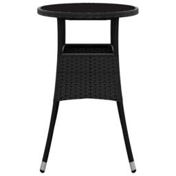 Berkfield Home Garden Table Ã˜60x75 cm Tempered Glass & Poly Rattan Black - Size: 60x75 cm - thumbnail 1