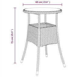 Berkfield Home Garden Table Ã˜60x75 cm Tempered Glass & Poly Rattan Black - Size: 60x75 cm - thumbnail 6