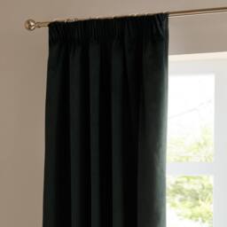 Furn The Ultimate Velvet Room Darkening Pencil Pleat Curtain Pair in Black - Size: 168 cm width x 229 cm drop - thumbnail 4