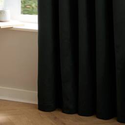 Furn The Ultimate Velvet Room Darkening Pencil Pleat Curtain Pair in Black - Size: 168 cm width x 229 cm drop - thumbnail 5