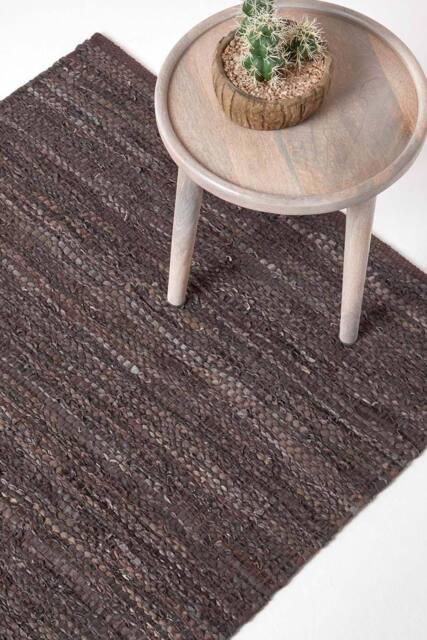 Homescapes Denver Leather Woven Rug in Brown - Size: 150 cm x 240 cm - image 1