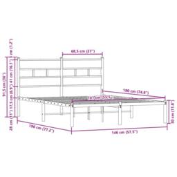 Berkfield Home Bed Frame without Mattress with Headboard Brown Oak 140x190 cm - thumbnail 9