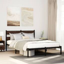 Berkfield Home Bed Frame without Mattress with Headboard Brown Oak 140x190 cm - thumbnail 2