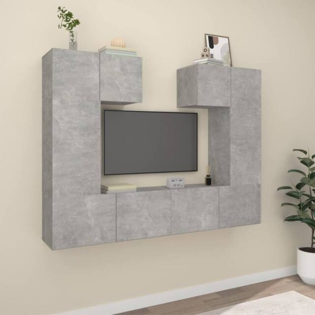 Berkfield Home 6 Piece TV Cabinet Set Concrete Grey Engineered Wood - image 1