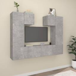 Berkfield Home 6 Piece TV Cabinet Set Concrete Grey Engineered Wood - thumbnail 1