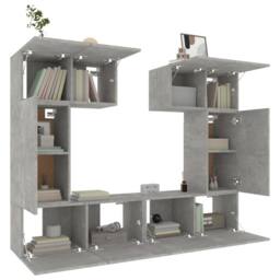 Berkfield Home 6 Piece TV Cabinet Set Concrete Grey Engineered Wood - thumbnail 4