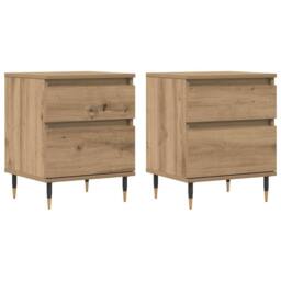 Berkfield Home Modern Bedside Cabinets 2 pcs Artisan Oak 40x35x50 cm Engineered Wood in Brown - Size: 40 x 35 x 50 cm - thumbnail 3
