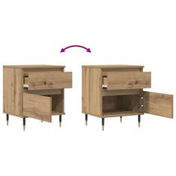Berkfield Home Modern Bedside Cabinets 2 pcs Artisan Oak 40x35x50 cm Engineered Wood in Brown - Size: 40 x 35 x 50 cm - thumbnail 8