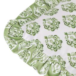 Furn Krissa Block Printed Velvet Cushion in Green - Size: 40 cm x 60 cm - thumbnail 3