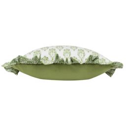 Furn Krissa Block Printed Velvet Cushion in Green - Size: 40 cm x 60 cm - thumbnail 5