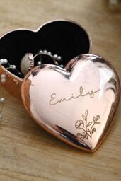 Personalised Memento Company Women's Personalised Floral Rose Gold Heart Trinket Box - thumbnail 3
