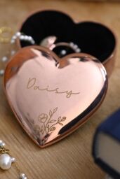 Personalised Memento Company Women's Personalised Floral Rose Gold Heart Trinket Box - thumbnail 4