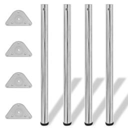 Berkfield Home Sturdy 4 Height Adjustable Table Legs Chrome 870 mm in Silver - thumbnail 2