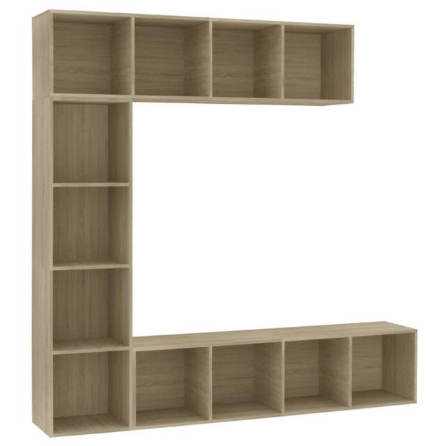 Berkfield Home 3 Piece Book/TV Cabinet Set Sonoma Oak 180x30x180 cm in Light Oak - Size: 180 x 30 x 180 cm - image 1