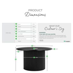 FurnitureboxUK Penrose Round Wooden Pedestal Coffee Table in Black - thumbnail 9