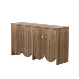 BTM Walnut sideboard 147×40×80 cm with 4 doors & adjustable shelves in Brown - thumbnail 8